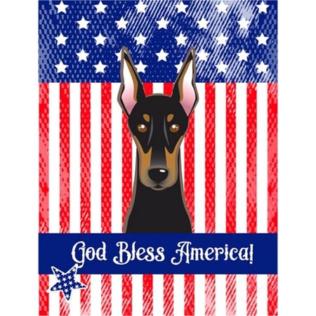 Carolines Treasures God Bless American Flag with Doberman Canvas House Flag BB2175CHF